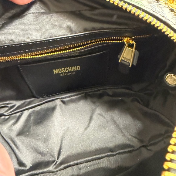 NWT- Moschino Snakeskin Leather Print Chain Bag - Green and Gold - Picture 4 of 7